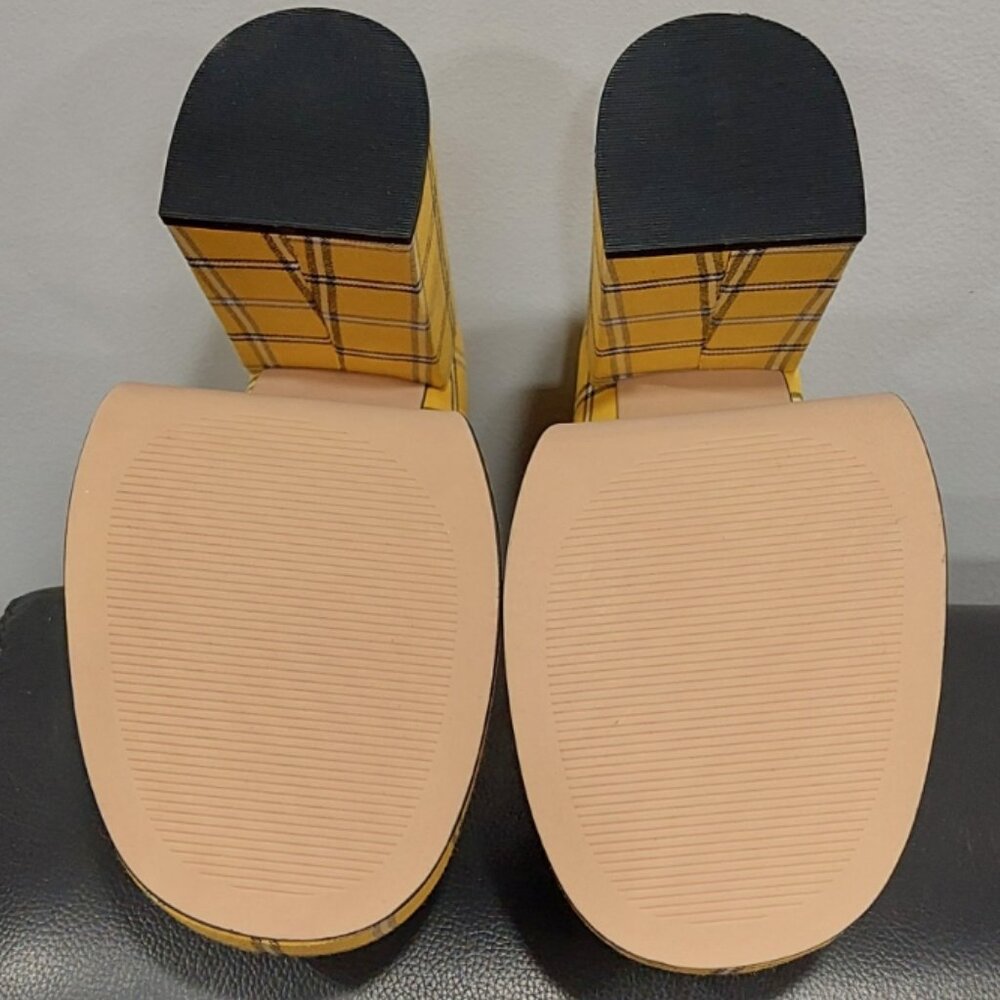 💋RETRO 70s CHIC💋Steve Madden Double Plarform Booties in Yellow & Black Plaid - Picture 16 of 16